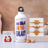 Best Bhai in the Galaxy Bottle with 3 Rakhis