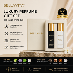 BellaVita Luxury Perfume Gift Set – CEO Man & White Oud | Long-Lasting Premium Fragrance Combo (2 x 20ml)
