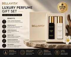 BellaVita Luxury Perfume Gift Set – CEO Man & White Oud | Long-Lasting Premium Fragrance Combo (2 x 20ml)